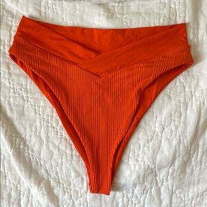 L*space high waisted bitsy cut bikini bottoms size large color poppy